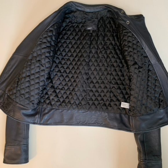 Genuine lambskin leather black moto jacket, size xs - Picture 2 of 5